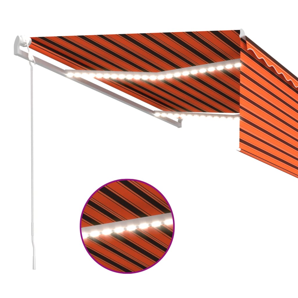 Luifel Met Rolgordijn, Led En Windsensor Oranje En Bruin 4 x 3 m Multikleur