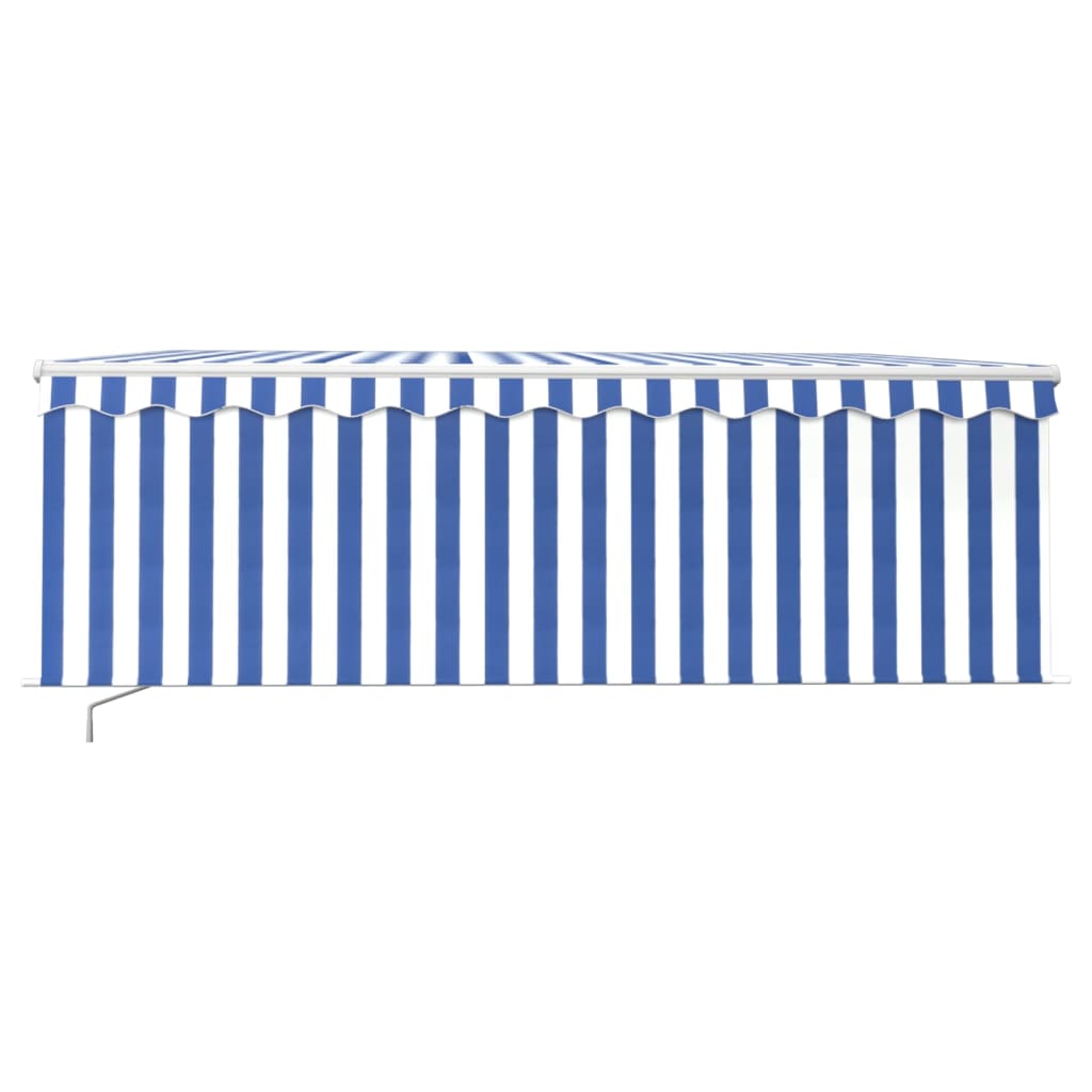 Luifel Handmatig Uittrekbaar Met Rolgordijn 4,5X3 M 4.5 x 3 m Blauw en wit