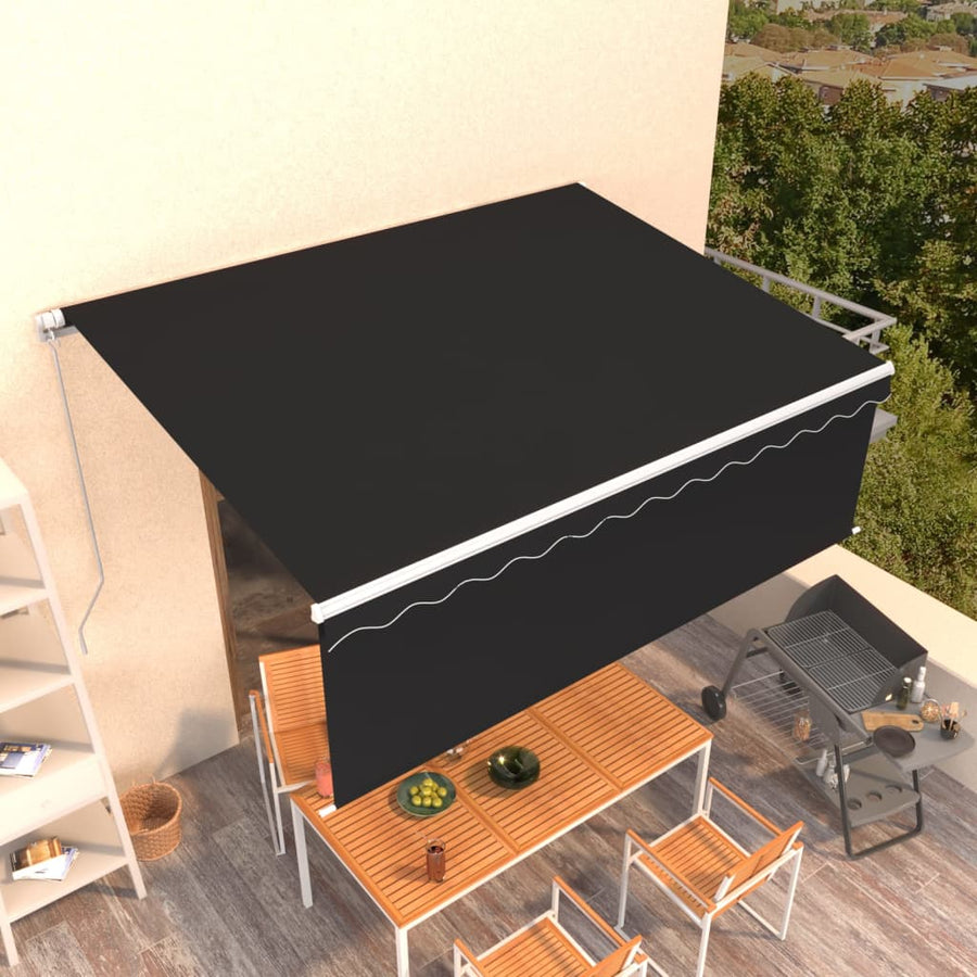 Luifel Handmatig Uittrekbaar Met Rolgordijn 4,5X3 M 4.5 x 3 m Antraciet