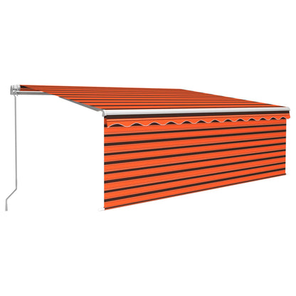 Luifel Handmatig Uittrekbaar Met Rolgordijn 4,5X3M Oranje Bruin 4.5 x 3 m Multikleur