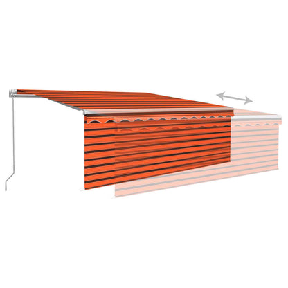 Luifel Handmatig Uittrekbaar Met Rolgordijn 4,5X3M Oranje Bruin 4.5 x 3 m Multikleur