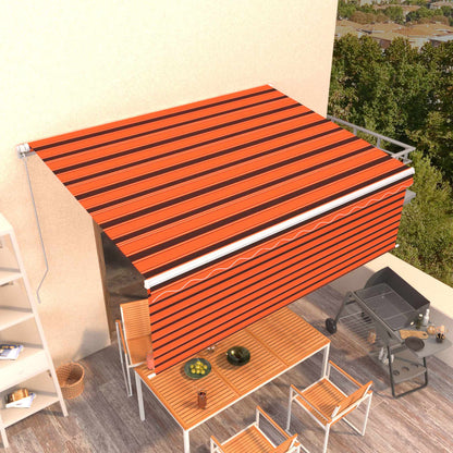 Luifel Handmatig Uittrekbaar Met Rolgordijn 4,5X3M Oranje Bruin 4.5 x 3 m Multikleur