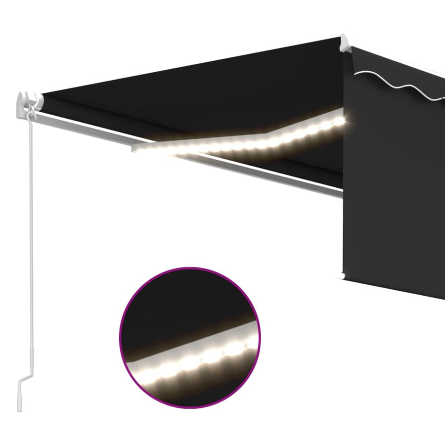 Luifel Handmatig Uittrekbaar Rolgordijn Led 4,5X3 M Antraciet 4.5 x 3 m