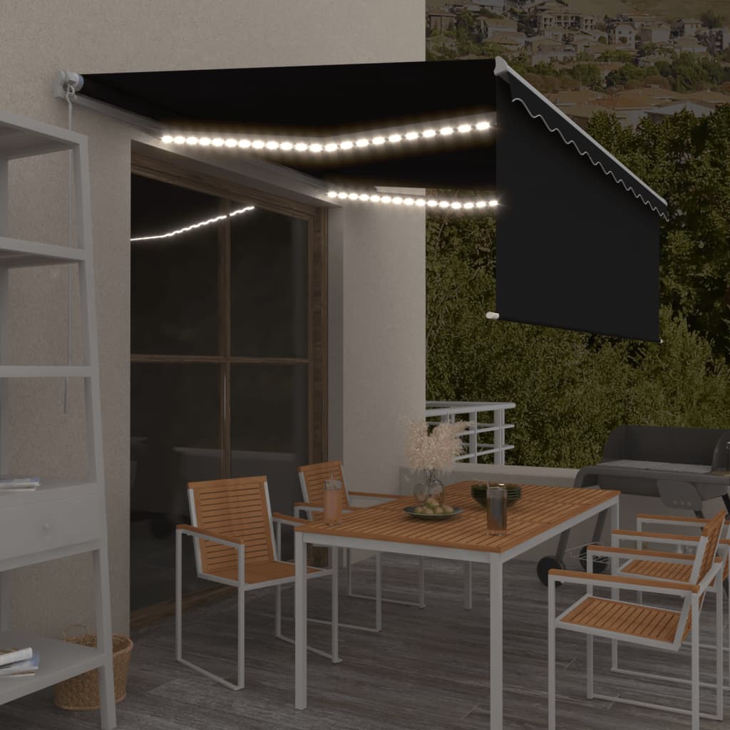 Luifel Handmatig Uittrekbaar Met Rolgordijn Led 3X2,5 M