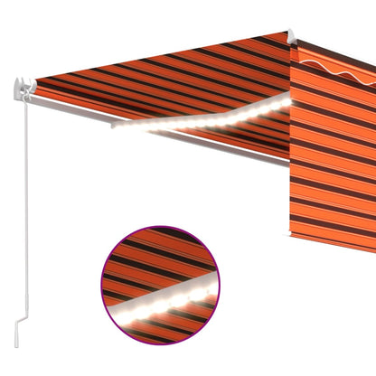Luifel Handmatig Uittrekbaar Rolgordijn Led 4,5X3M Oranje Bruin 4.5 x 3 m Multikleur