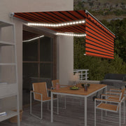 Luifel 4,5x3m oranje bruin handmatig uittrekbaar met LED
