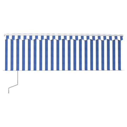 Luifel Automatisch Uittrekbaar Met Rolgordijn 4,5X3 M 4.5 x 3 m Blauw en wit