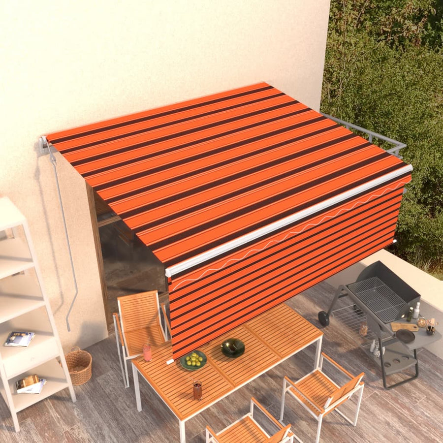 Luifel Automatisch Uittrekbaar Rolgordijn 4,5X3 M Oranje Bruin 4.5 x 3 m Multikleur