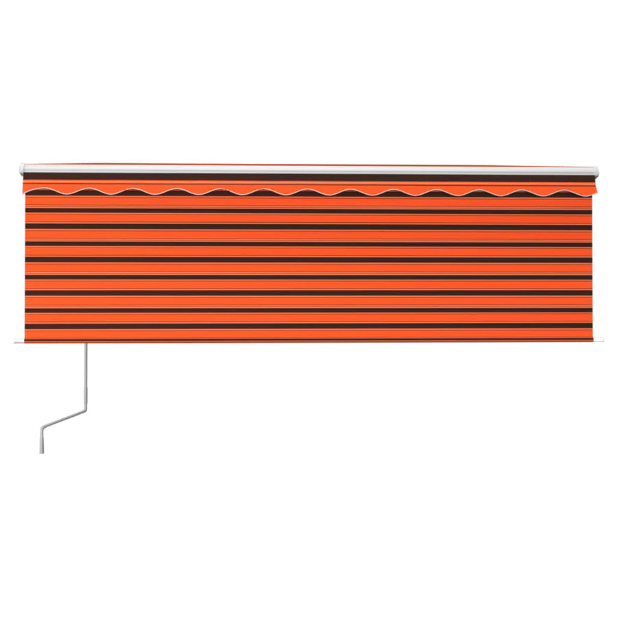 Luifel Met Rolgordijn, Led En Windsensor 4,5X3 M Oranje Bruin 4.5 x 3 m Multikleur