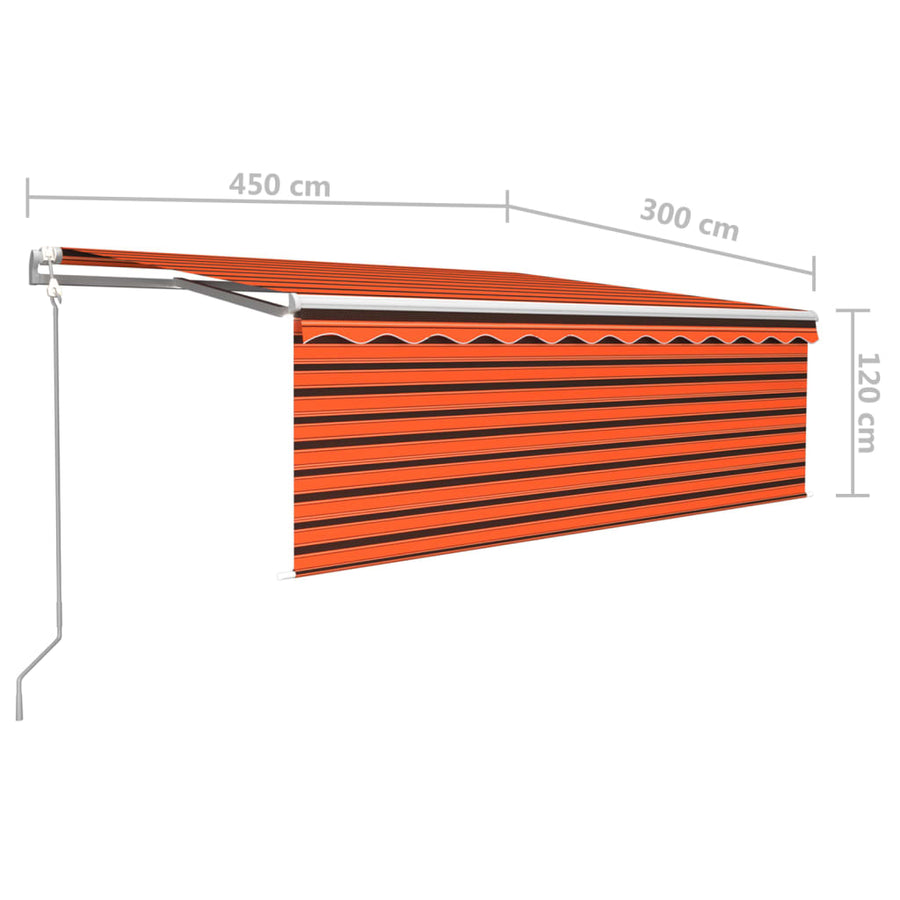 Luifel Met Rolgordijn, Led En Windsensor 4,5X3 M Oranje Bruin 4.5 x 3 m Multikleur