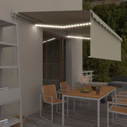 Manually retractable awning with roller blind and LED 5x3 m cream