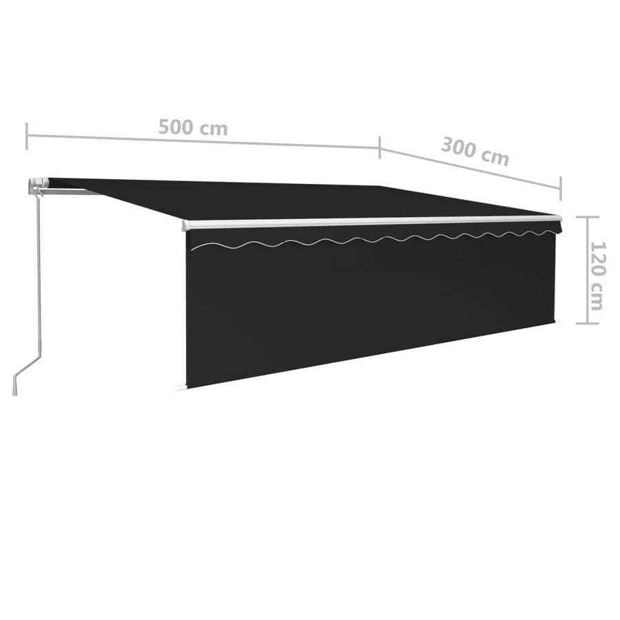 Luifel Handmatig Uittrekbaar Met Rolgordijn Led 5 x 3 m Antraciet