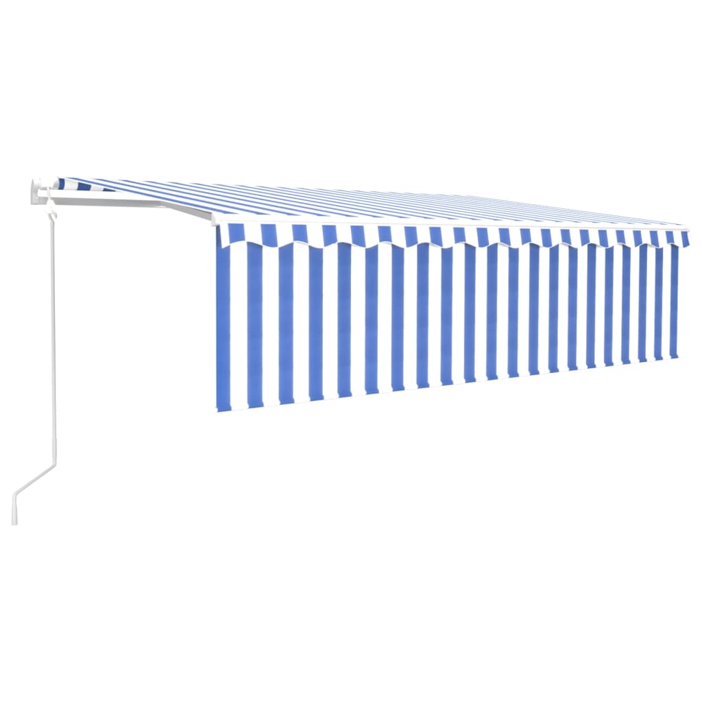 Luifel Automatisch Rolgordijn Led Windsensor 5 x 3 m Blauw en wit