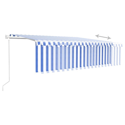 Luifel Automatisch Rolgordijn Led Windsensor 5 x 3 m Blauw en wit