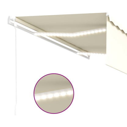Luifel automatisch met rolgordijn LED windsensor 5x3 m crème