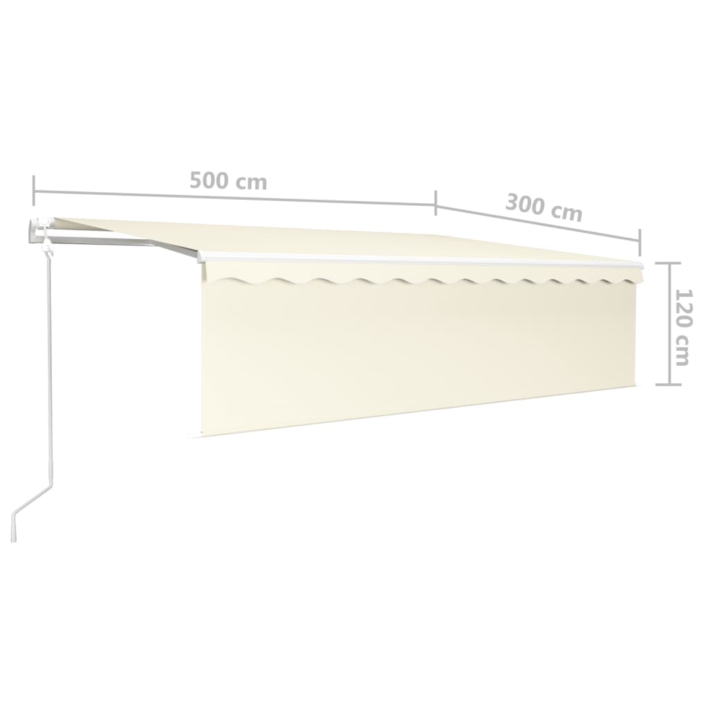 Luifel automatisch met rolgordijn LED windsensor 5x3 m crème