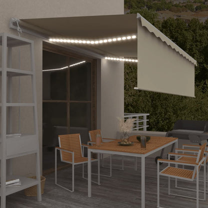Luifel automatisch met rolgordijn LED windsensor 5x3 m crème