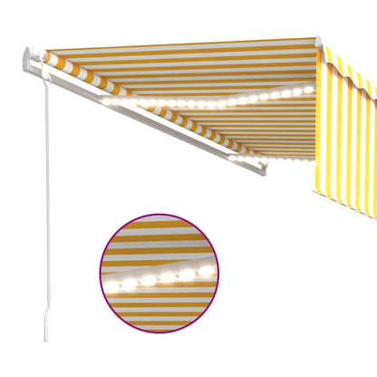 Luifel Automatisch Rolgordijn Led Windsensor 5 x 3 m Geel en wit
