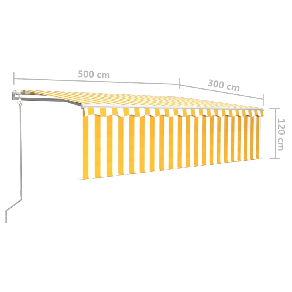 Luifel Automatisch Rolgordijn Led Windsensor 5 x 3 m Geel en wit
