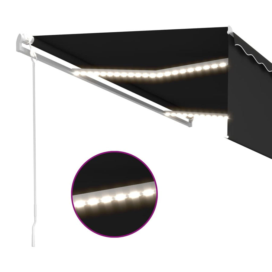 Luifel Automatisch Rolgordijn Led Windsensor 5X3 M Antraciet 5 x 3 m