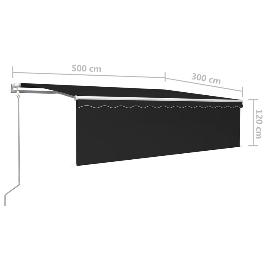 Luifel Automatisch Rolgordijn Led Windsensor 5X3 M Antraciet 5 x 3 m
