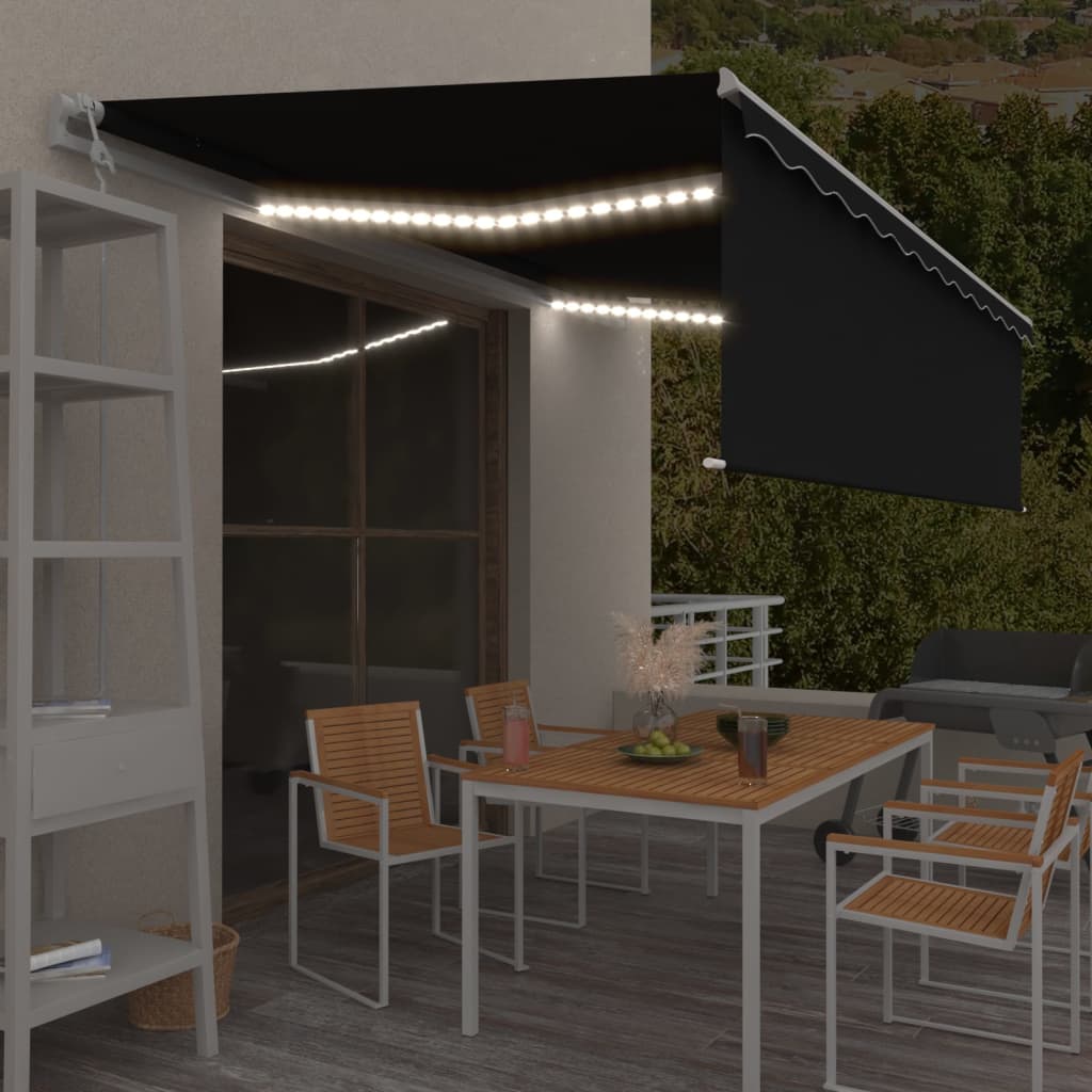 Luifel Automatisch Rolgordijn Led Windsensor 5X3 M Antraciet 5 x 3 m