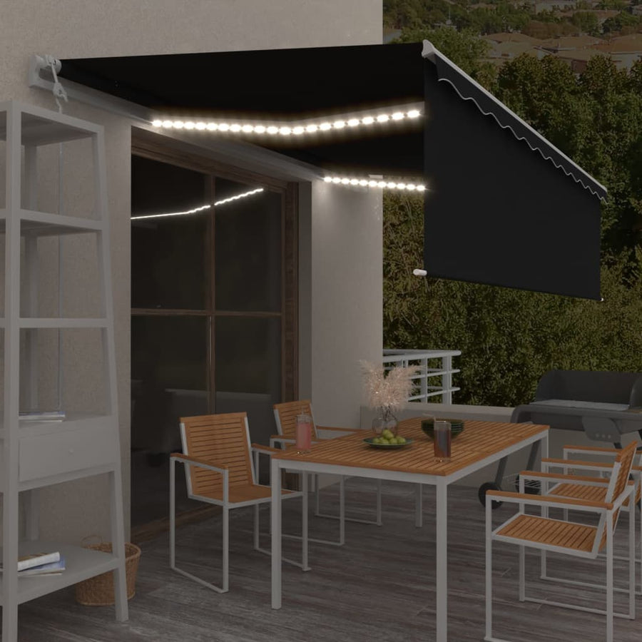 Luifel Automatisch Rolgordijn Led Windsensor 5X3 M Antraciet 5 x 3 m