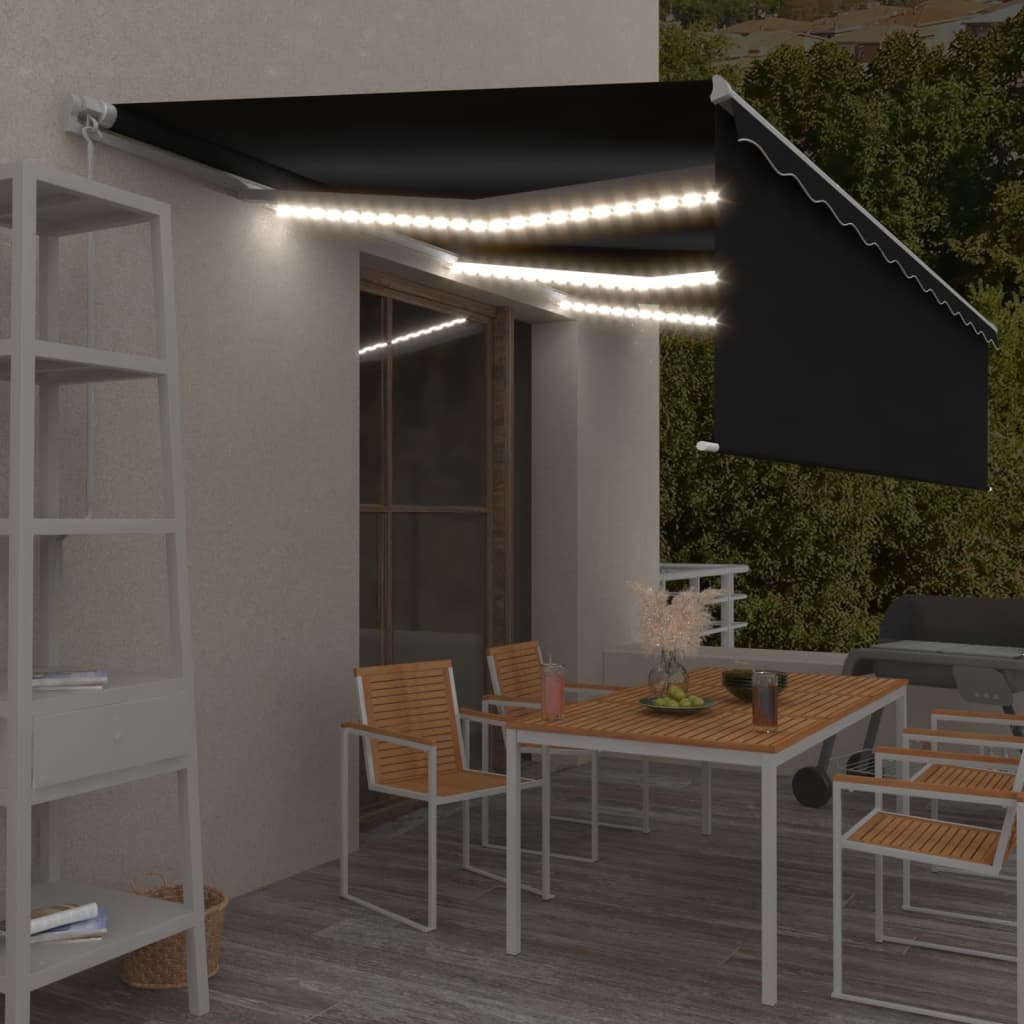 Luifel Handmatig Uittrekbaar Met Rolgordijn Led 6 x 3 m