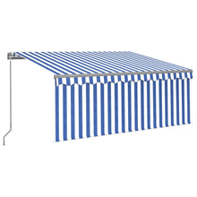 Luifel Handmatig Uittrekbaar Met Rolgordijn 3X2,5 M Blauw Wit