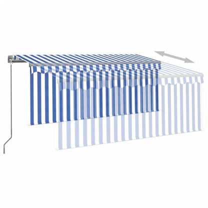 Luifel Handmatig Uittrekbaar Met Rolgordijn 3X2,5 M Blauw Wit