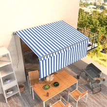 Luifel Handmatig Uittrekbaar Met Rolgordijn 3X2,5 M Blauw Wit