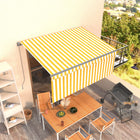 Manually Retractable Awning with Roller Blind 3x2.5 m Yellow and White