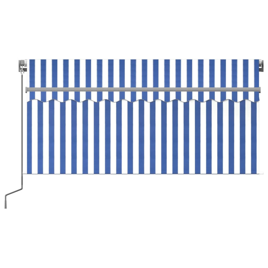 Luifel Handmatig Uittrekbaar Rolgordijn Led 3X2,5 M 3 x 2.5 m Blauw en wit
