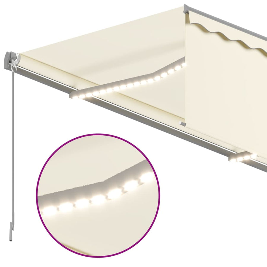 Luifel Handmatig Uittrekbaar Met Rolgordijn Led 3X2,5 M 3 x 2.5 m Crème