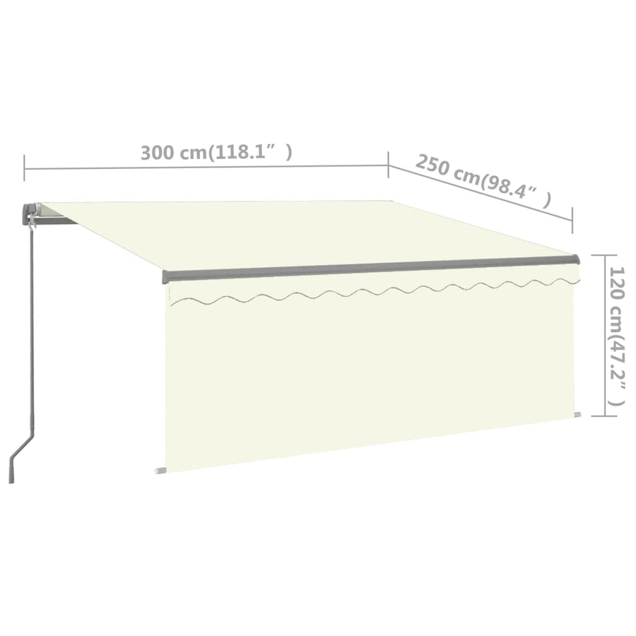 Luifel Handmatig Uittrekbaar Met Rolgordijn Led 3X2,5 M 3 x 2.5 m Crème