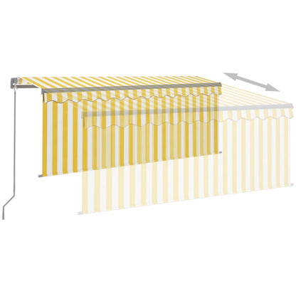Luifel Handmatig Uittrekbaar Rolgordijn Led 3X2,5 M 3 x 2.5 m Geel en wit