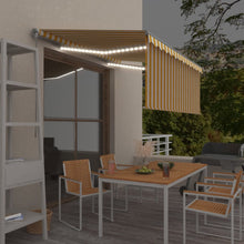Luifel Handmatig Uittrekbaar Rolgordijn Led 3X2,5 M 3 x 2.5 m Geel en wit