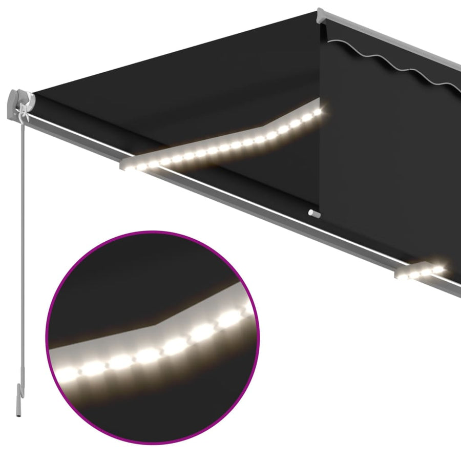 Luifel Handmatig Uittrekbaar Rolgordijn Led 3X2,5 M 3 x 2.5 m Antraciet