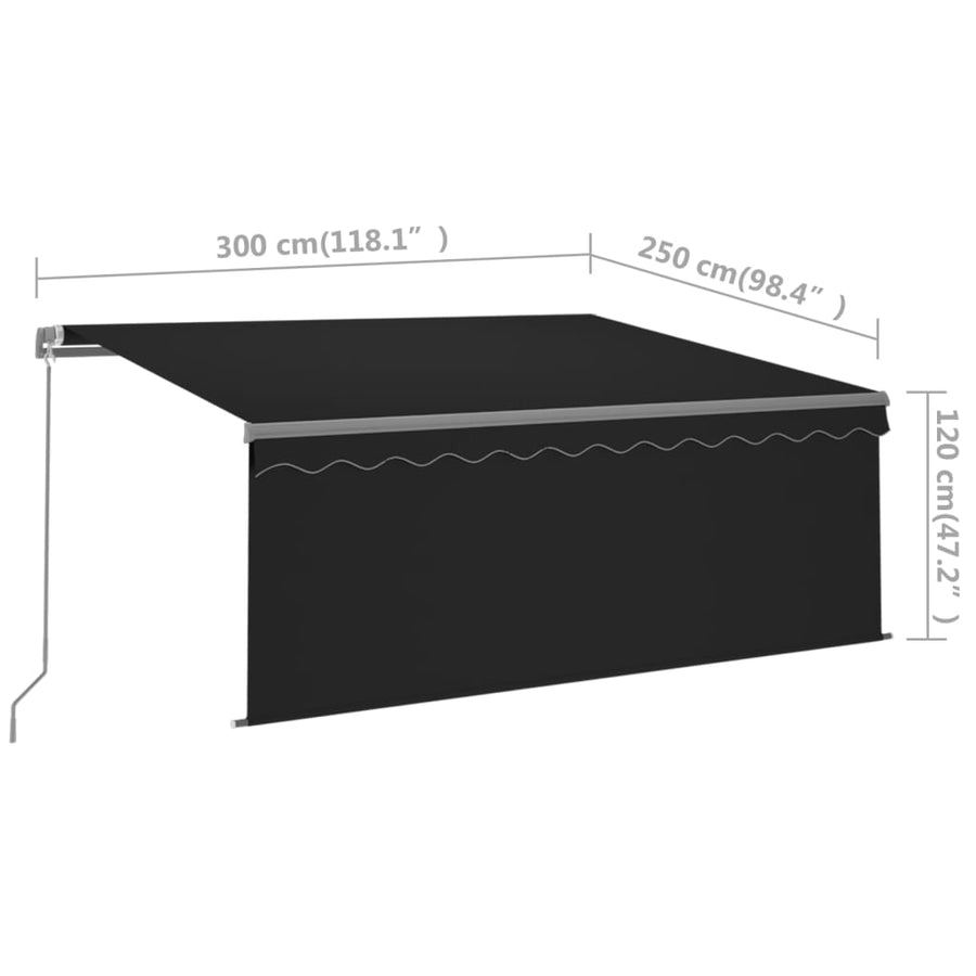Luifel Handmatig Uittrekbaar Rolgordijn Led 3X2,5 M 3 x 2.5 m Antraciet