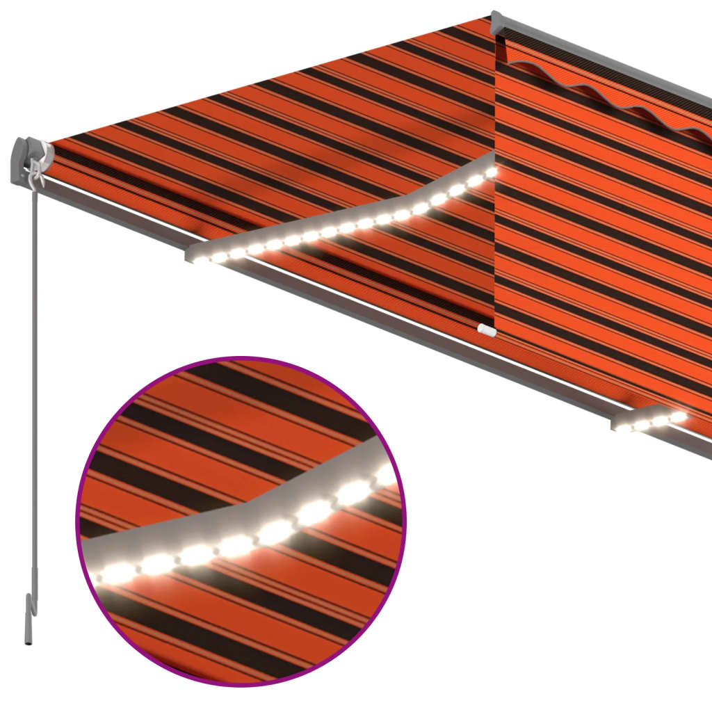 Luifel Handmatig Uittrekbaar Gordijn Led 3X2,5 M Oranje Bruin 3 x 2.5 m Multikleur