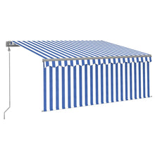 Luifel Automatisch Uittrekbaar Met Rolgordijn 3X2,5 M 3 x 2.5 m Blauw en wit