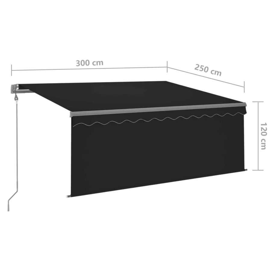 Luifel Automatisch Met Gordijn Led Windsensor 3X2,5 M 3 x 2.5 m
