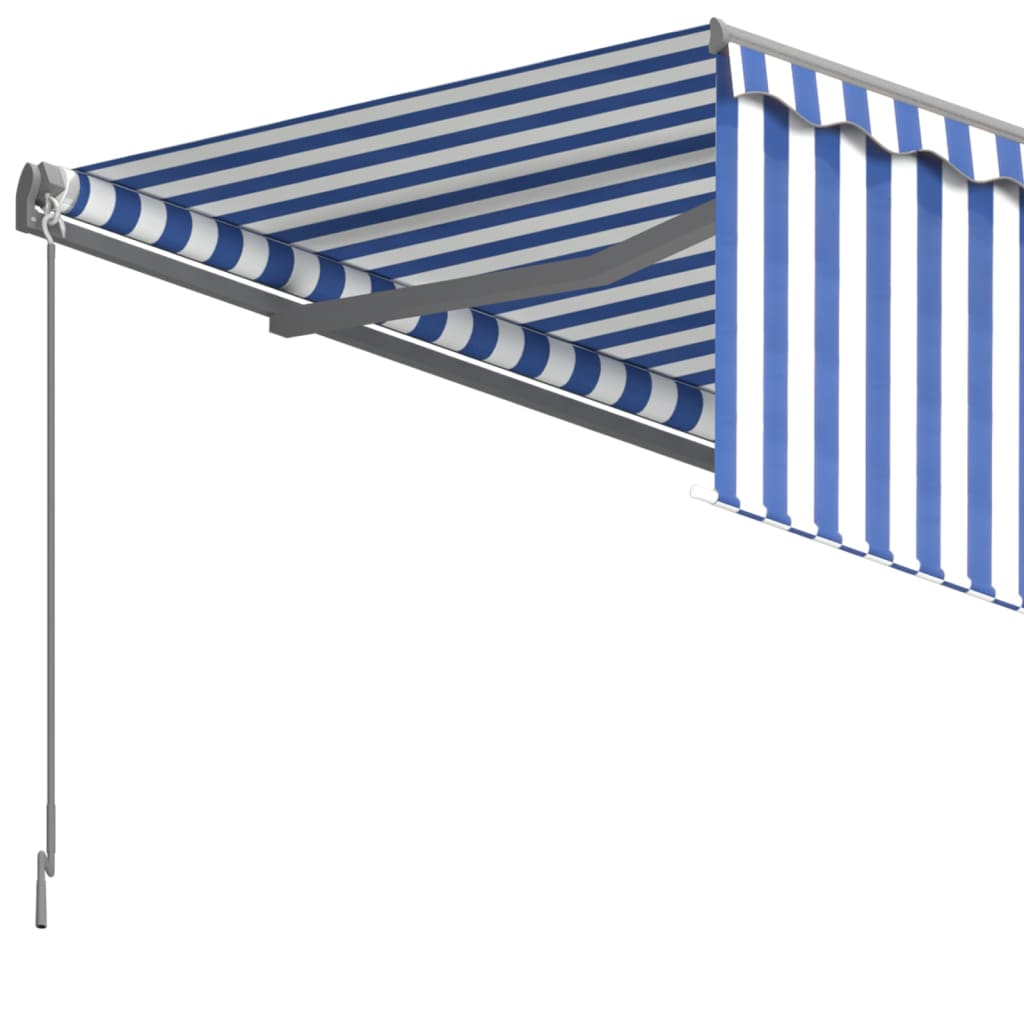 Luifel Handmatig Uittrekbaar Met Rolgordijn 3,5 x 2,5 m Blauw en wit