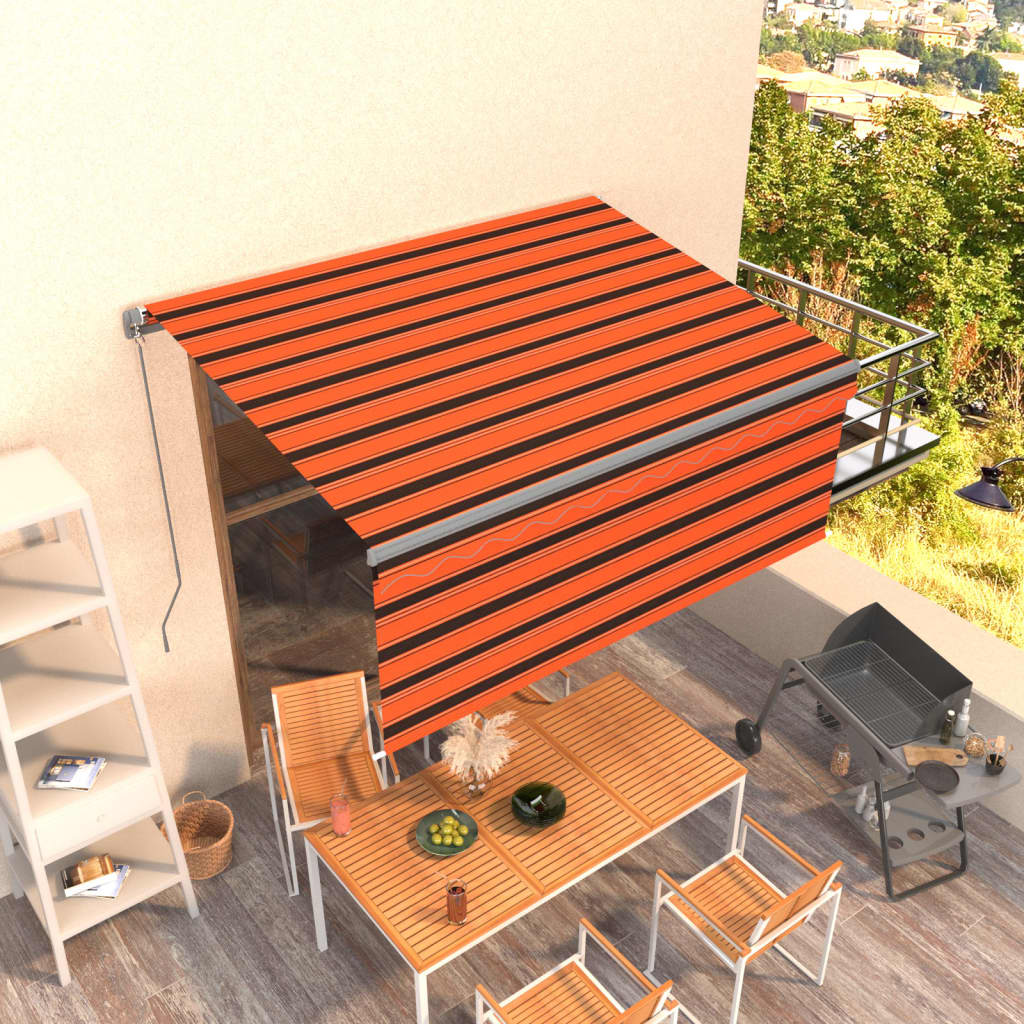 Luifel Handmatig Uittrekbaar Rolgordijn 3,5X2,5 M 3.5 x 2.5 m Oranje en bruin