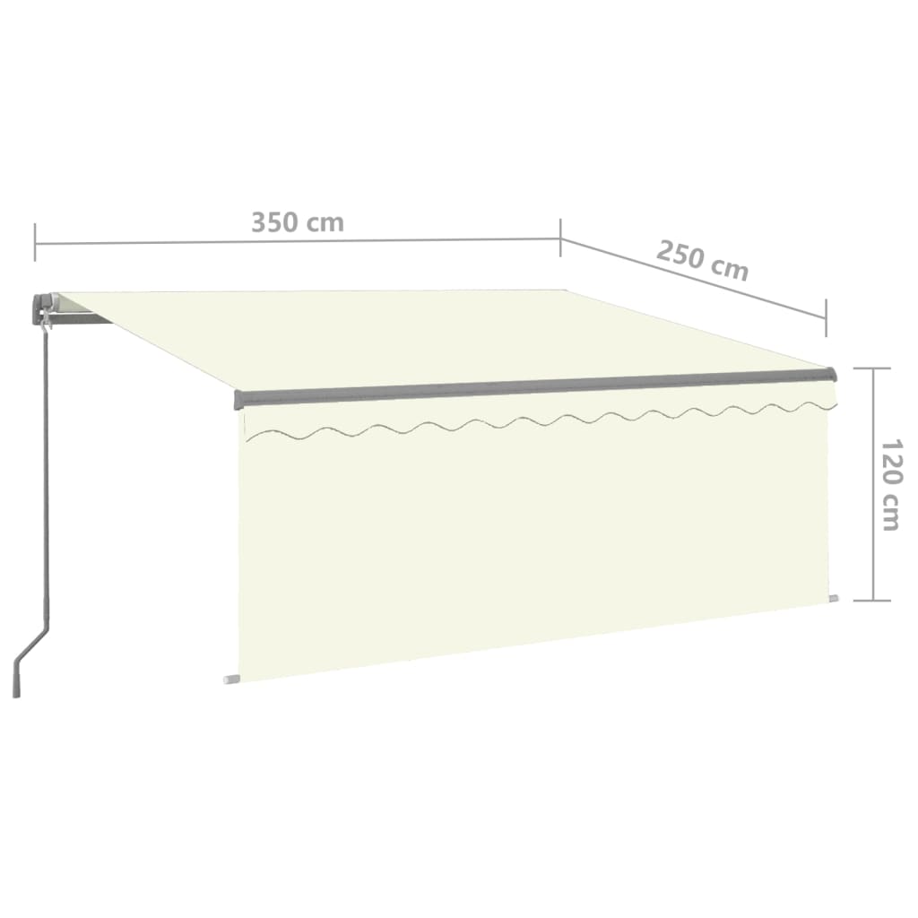 Luifel Handmatig Uittrekbaar Rolgordijn En Led 3,5X2,5 M Crème