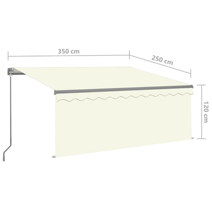 Luifel Handmatig Uittrekbaar Rolgordijn En Led 3,5X2,5 M Crème
