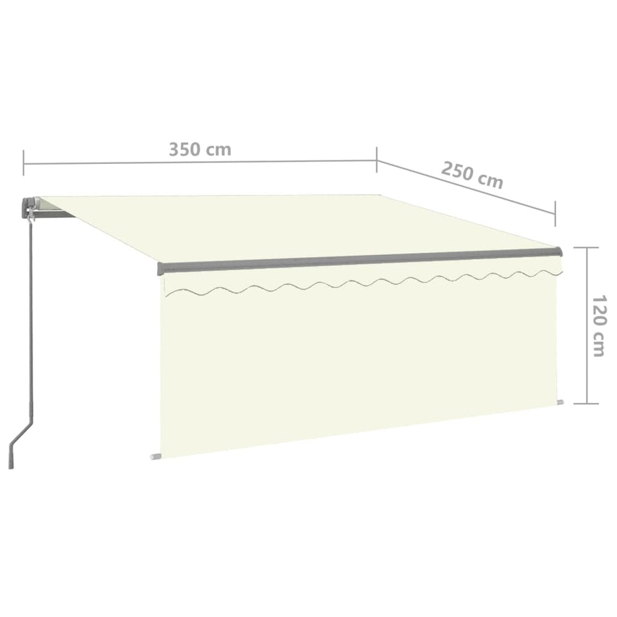 Luifel Handmatig Uittrekbaar Rolgordijn En Led 3,5X2,5 M Crème
