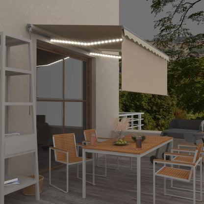 Luifel Handmatig Uittrekbaar Rolgordijn En Led 3,5X2,5 M Crème
