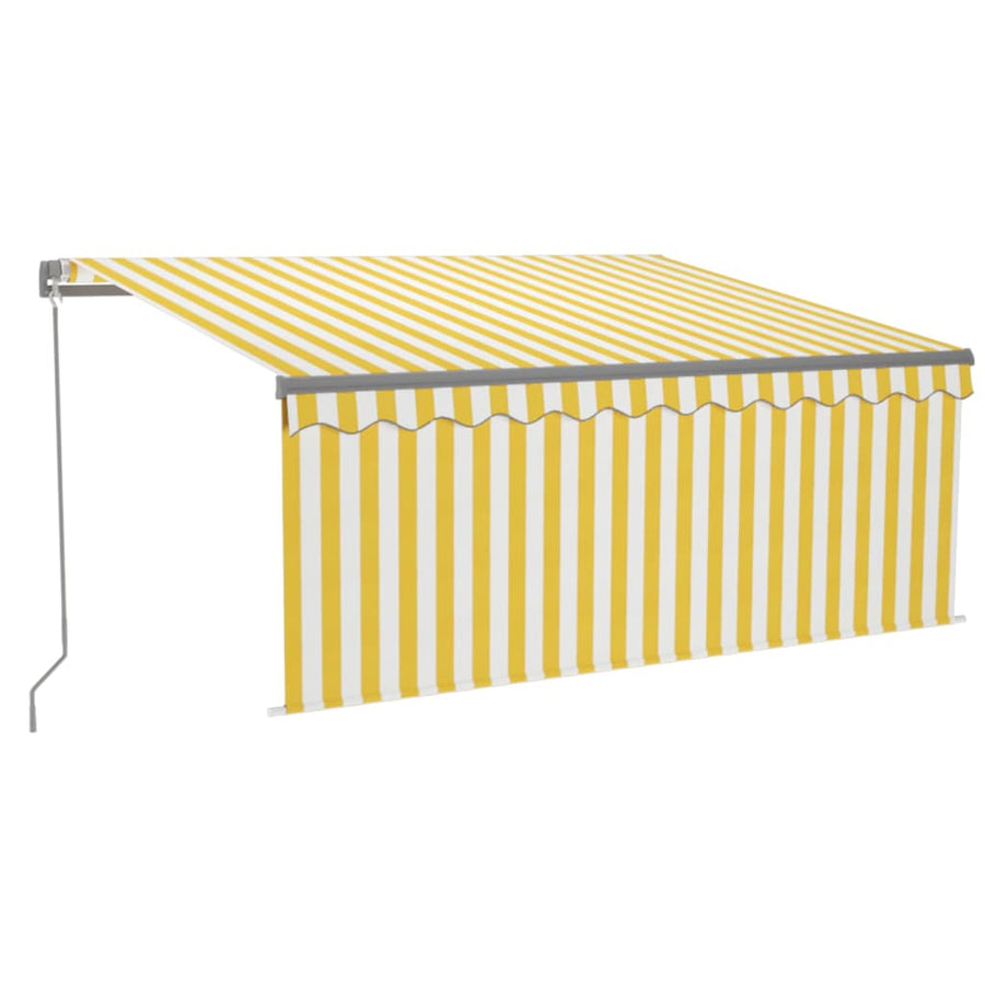 Luifel Handmatig Uittrekbaar Rolgordijn Led 3,5X2,5 M Geel Wit 3.5 x 2.5 m Geel en wit