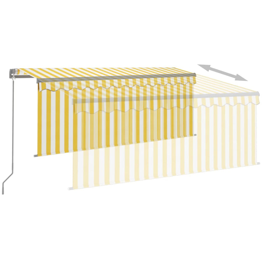 Luifel Handmatig Uittrekbaar Rolgordijn Led 3,5X2,5 M Geel Wit 3.5 x 2.5 m Geel en wit